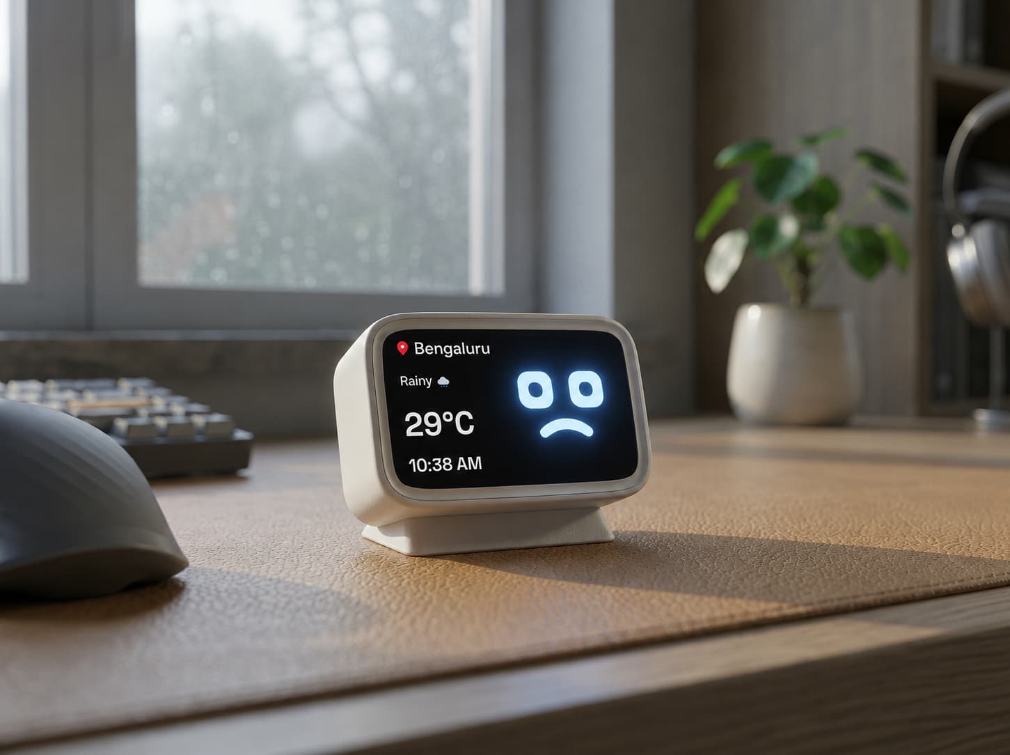 Mausam Robu device with a friendly, pet-like face expression